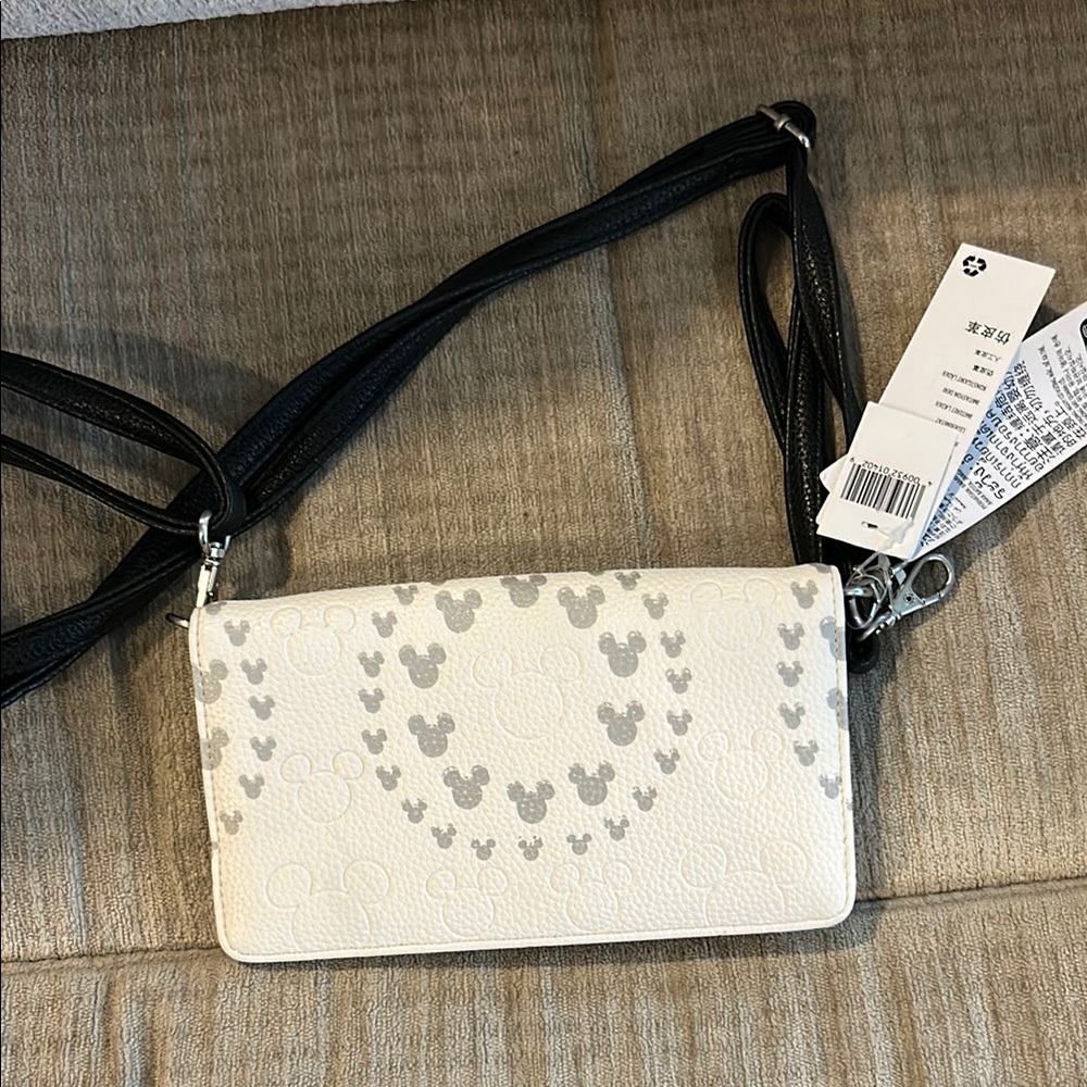 Disney Mickey Mouse White and Gray Crossbody Bag/wristlet